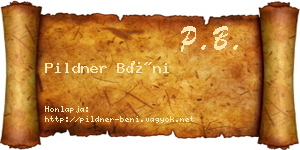 Pildner Béni névjegykártya